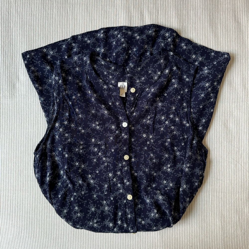 Gap Sleeveless Print Dress Navy Floral Size Small - Picture 7 of 15